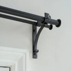 20/12mm Double Pole Standard Bracket In Matt Black -Curtains & Poles Sales 6006mb 12 1