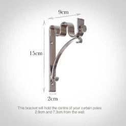 20/12mm Double Pole Standard Bracket In Mercury -Curtains & Poles Sales 6006me 13