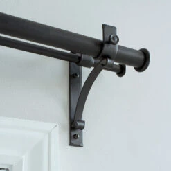 25/12mm Double Pole Standard Bracket In Matt Black -Curtains & Poles Sales 6007mb 12 1