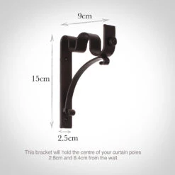 25/12mm Double Pole Standard Bracket In Matt Black -Curtains & Poles Sales 6007mb 13