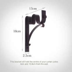 38/20mm Double Pole Standard Bracket In Matt Black -Curtains & Poles Sales 6008mb 13