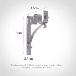 38/20mm Double Pole Standard Bracket In Mercury -Curtains & Poles Sales 6008me 13