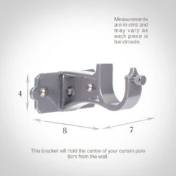 25mm Brett Centre Bracket In Mercury -Curtains & Poles Sales 6012me 13