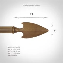 25mm Hasta Spear Finial In Antiqued Brass -Curtains & Poles Sales 6022ab 3