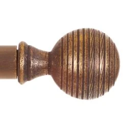 19mm Brass Reeded Ball Finial In Antiqued Brass