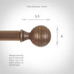 19mm Brass Reeded Ball Finial In Antiqued Brass -Curtains & Poles Sales 6057ab 3