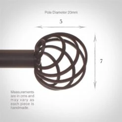 20mm Spiral Finial In Beeswax -Curtains & Poles Sales 6058bw 3