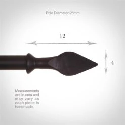25mm Spear Finial In Matt Black -Curtains & Poles Sales 605mb 3