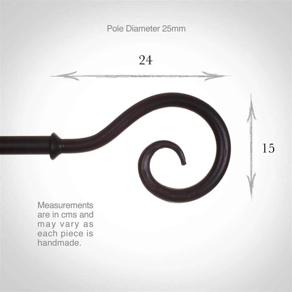 25mm Bishop's Crook Finial In Matt Black 6 25mm Bishop's Crook Finial In Matt Black - Image 4