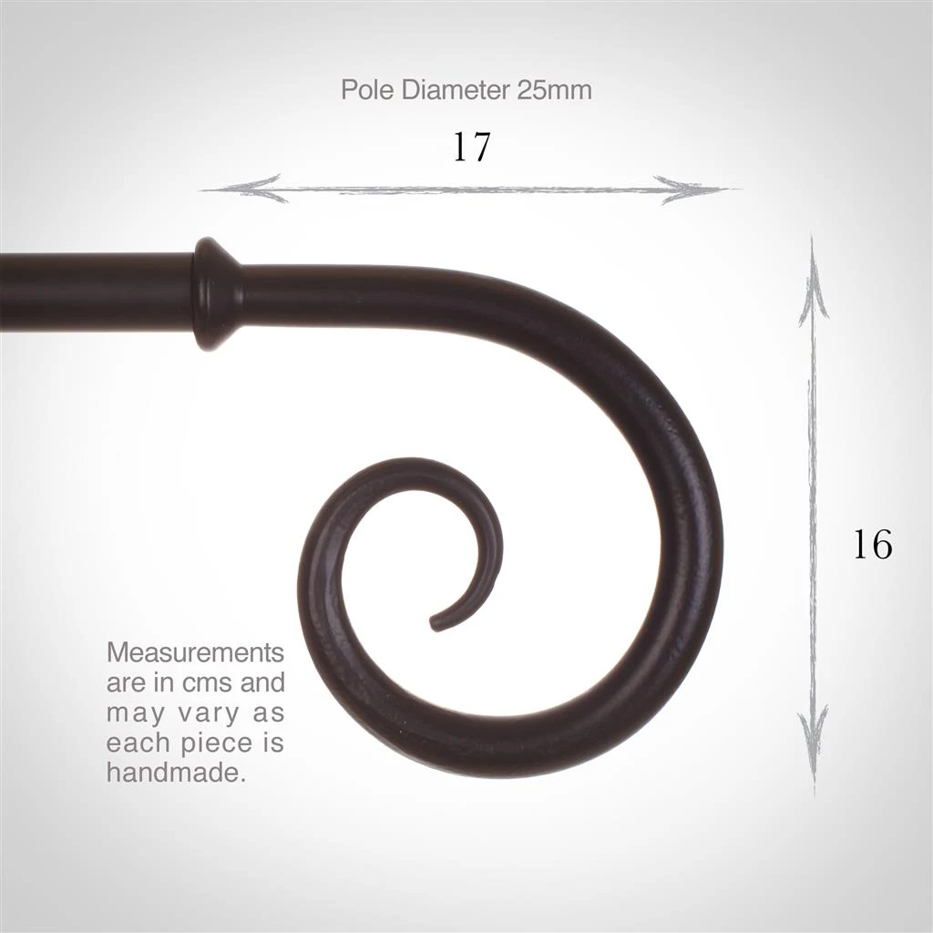 25mm Crook Finial In Matt Black 6 25mm Crook Finial In Matt Black - Image 4