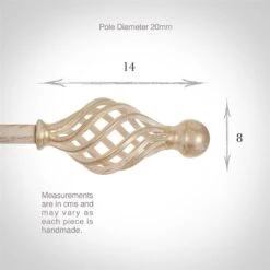 20mm Cage & Ball Finial In Old Ivory -Curtains & Poles Sales 622oi 3