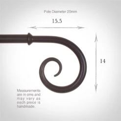 20mm Crook Finial In Matt Black -Curtains & Poles Sales 626mb 3