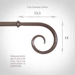 20mm Crook Finial In Polished -Curtains & Poles Sales 626po 3