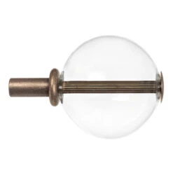 19mm Clear Glass Ball Finial In Antique Brass