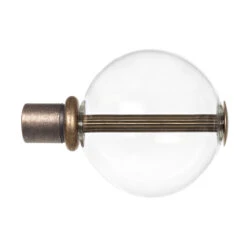 25mm Clear Glass Ball Finial In Antique Brass