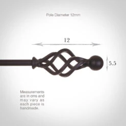 12mm Cage & Ball Finial In Matt Black -Curtains & Poles Sales 630mb 13