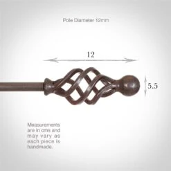 12mm Cage & Ball Finial In Polished -Curtains & Poles Sales 630po 3