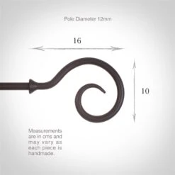 12mm Bishop's Crook Finial In Matt Black -Curtains & Poles Sales 632mb 3