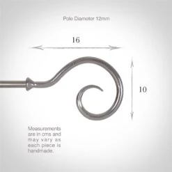 12mm Bishop's Crook Finial In Mercury -Curtains & Poles Sales 632me 3