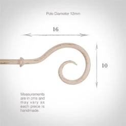 12mm Bishop's Crook Finial In Old Ivory -Curtains & Poles Sales 632oi 3