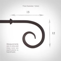 12mm Crook Finial In Matt Black -Curtains & Poles Sales 633mb 3