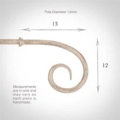 12mm Crook Finial In Old Ivory -Curtains & Poles Sales 633oi 3