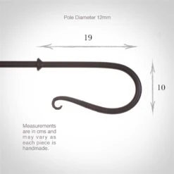 12mm Shepherd's Crook Finial In Matt Black -Curtains & Poles Sales 680mb 3