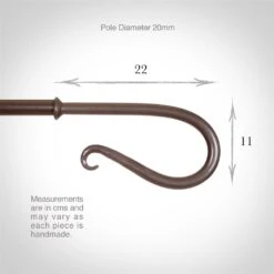 20mm Shepherd's Crook Finial In Polished -Curtains & Poles Sales 681po 3