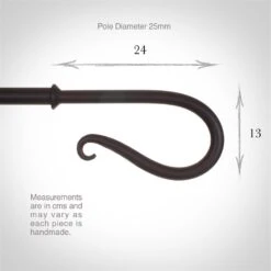 25mm Shepherd's Crook Finial In Matt Black -Curtains & Poles Sales 682mb 3