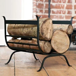 Chappel Log Basket In Matt Black -Curtains & Poles Sales 715mb 30