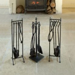 Portland Companion Set In Matt Black (With Stand) 13 Portland Companion Set In Matt Black (With Stand) -Curtains & Poles Sales 7404bmb 6