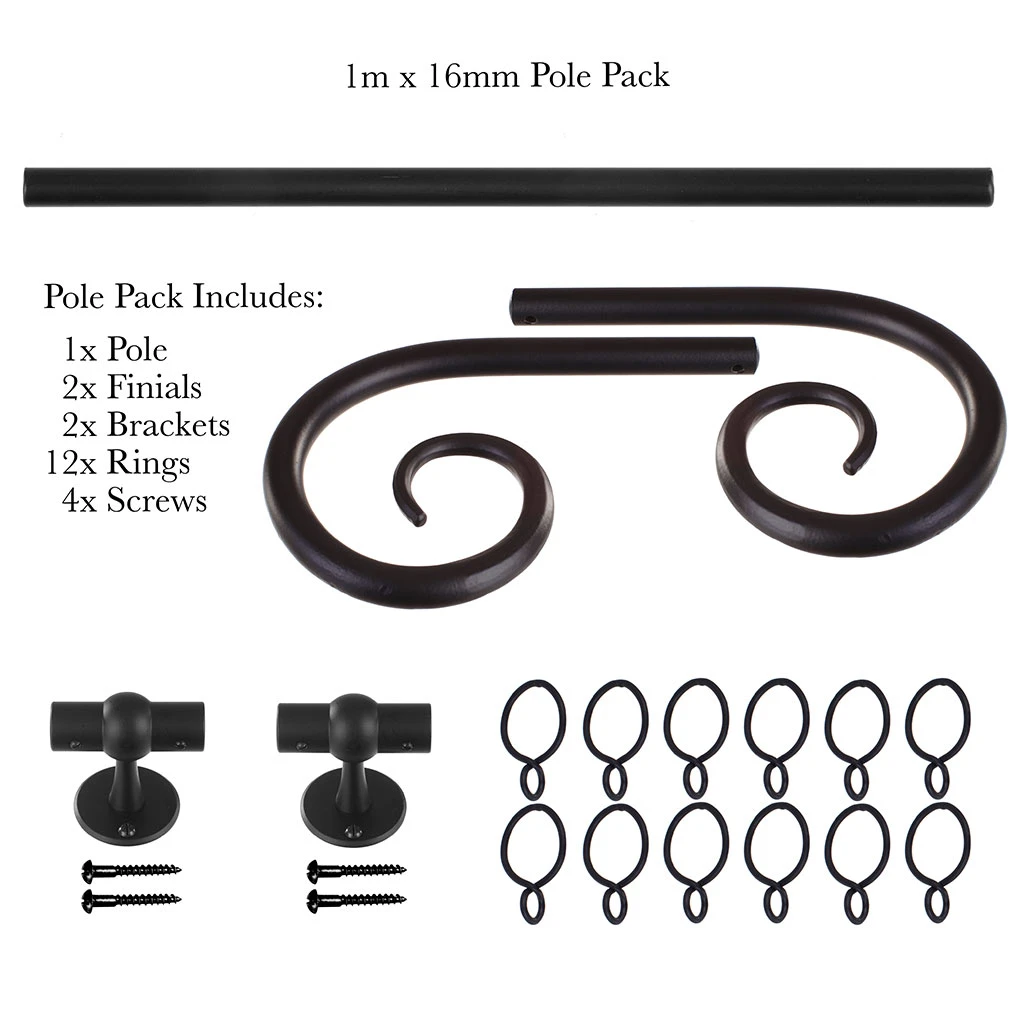 1m 16mm Crook Pole Pack In Matt Black 6 1m 16mm Crook Pole Pack In Matt Black - Image 4