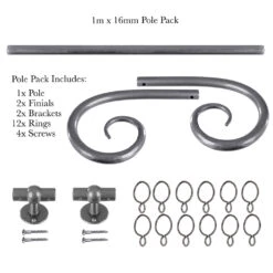 1m 16mm Crook Pole Pack In Polished 10 1m 16mm Crook Pole Pack In Polished -Curtains & Poles Sales 801po 20