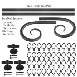 3m 16mm Crook Pack In Beeswax -Curtains & Poles Sales 804bw 20