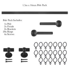 1.5m 16mm Cannonball Pole Pack In Beeswax -Curtains & Poles Sales 814bw 20
