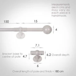 1.5m 16mm Cannonball Pole Pack In Clay -Curtains & Poles Sales 814cl 13