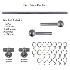 1.5m 16mm Cannonball Pack In Polished 10 1.5m 16mm Cannonball Pack In Polished -Curtains & Poles Sales 814po 20