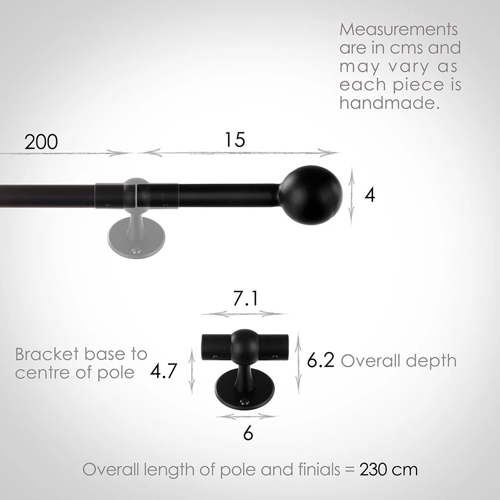 2m 16mm Cannonball Pole Pack In Matt Black 5 2m 16mm Cannonball Pole Pack In Matt Black - Image 3