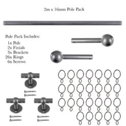 2m 16mm Cannonball Pole Pack In Polished 10 2m 16mm Cannonball Pole Pack In Polished -Curtains & Poles Sales 815po 20