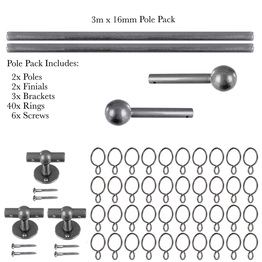 3m 16mm Cannonball Pole Pack In Polished 6 3m 16mm Cannonball Pole Pack In Polished - Image 4