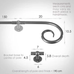 1.5m 12mm Crook Pack In Polished -Curtains & Poles Sales 826po 13