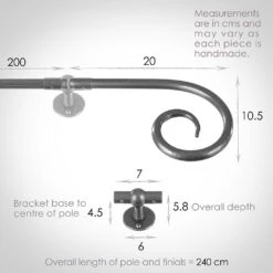 2m 12mm Crook Pack In Polished -Curtains & Poles Sales 827po 13