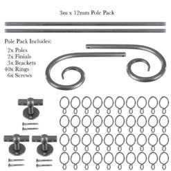 3m 12mm Crook Pack In Polished 10 3m 12mm Crook Pack In Polished -Curtains & Poles Sales 828po 20