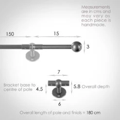 1.5m 12mm Cannonball Pack In Polished 9 1.5m 12mm Cannonball Pack In Polished -Curtains & Poles Sales 830po 13