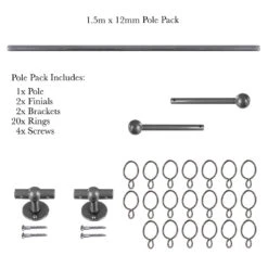 1.5m 12mm Cannonball Pack In Polished 10 1.5m 12mm Cannonball Pack In Polished -Curtains & Poles Sales 830po 20