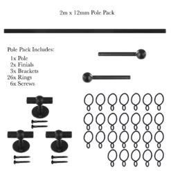 2m 12mm Cannonball Pack In Matt Black 10 2m 12mm Cannonball Pack In Matt Black -Curtains & Poles Sales 831mb 20