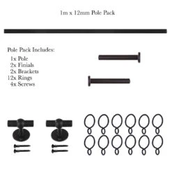 1m 12mm Button Pack In Matt Black 10 1m 12mm Button Pack In Matt Black -Curtains & Poles Sales 834mb 20