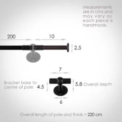 2m 12mm Button Pack In Matt Black -Curtains & Poles Sales 842mb 13