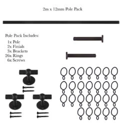 2m 12mm Button Pack In Matt Black -Curtains & Poles Sales 842mb 20