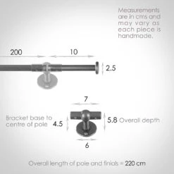 2m 12mm Button Pack In Polished -Curtains & Poles Sales 842po 13